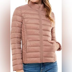 NWT Love Tree Ultra Light Packable Puffer Jacket Salmon Pink S